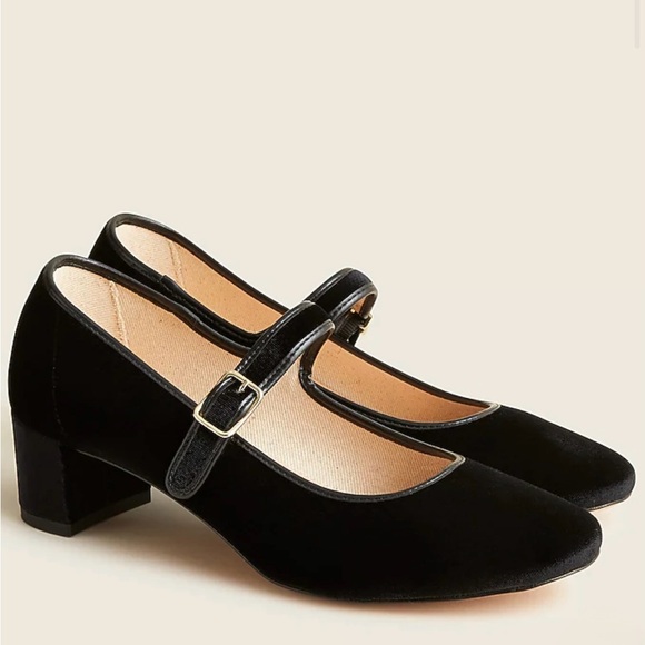 J. Crew Velvet “Kate” Mary Jane Block Heel Size 8.5 - Picture 1 of 3